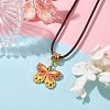 Alloy Enamel Butterfly Pendant Necklaces NJEW-JN04580-4