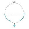 Cross Synthetic Turquoise Pendant Necklaces NJEW-JN05009-4