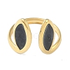 Ion Plating(IP) 304 Stainless Steel Enamel Horse Eye Open Cuff Rings for Women RJEW-L107-044G-02-2