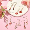 Alloy Enamel & Polymer Clay Rhinestone Beaded Dangle Earrings EJEW-JE05355-4