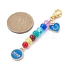 Mother's Day Flat Round with Word Mom & Heart Alloy Enamel Pendant Decorations HJEW-JM01510-05-3