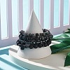 4Pcs 4 Style Mixed Stone Round Beaded Stretch Bracelets Set with Crystal Rhinestone BJEW-JB07885-2