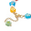 Millefiori Glass Flower & Natural Pearl Beaded Bracelet for Women BJEW-JB09138-5