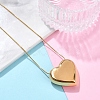 304 Stainless Steel Heart Pendant Round Snake Chain Necklaces for Women NJEW-B122-01G-01-2