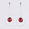 Glass Pearl Dangle Stud Earrings EJEW-JE03964-04-1