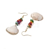 Dyed Shell & Electroplated Conch Shell Dangle Earrings EJEW-JE06061-5