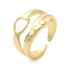 Oval Buckle Brass Double Layer Open Cuff Rings for Women RJEW-A046-04G-1