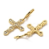 Cross Real 18K Gold Plated Brass Dangle Leverback Earrings EJEW-A033-01G-02-2