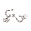 Tarnish Resistant 304 Stainless Steel Ring with Butterfly Dangle Stud Earrings EJEW-B018-01P-2