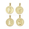 Flat Round Real 18K Gold Plated Rack Plating Brass Pendants KK-Z074-19G-1