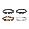 4Pcs 4 Style Synthetic & Natural Mixed Gemstone Round Beaded Stretch Bracelets Set for Men Women BJEW-JB08872-4