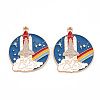 Eco-Friendly Alloy Enamel Pendants ENAM-T011-58-NR-2