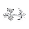 Anti-Tarnish Clear Cubic Zirconia Heart Moon Cuff Ring RJEW-Q814-08P-1