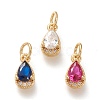 Brass Micro Pave Clear Cubic Zirconia Charms KK-F820-15-G-1