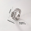 Brass Micro Pave Cubic Zirconia Square Cuff Ring for Women IR0623-7-1