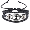 Cowhide & Imitation Leather Triple Layer Multi-strand Bracelets PW-WG47086-03-1