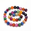 Dyed Natural Agate Faceted Round Beads Strands X-G-E268-34-2