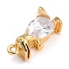 Brass Micro Pave Clear Cubic Zirconia Charms ZIRC-L097-038G-2