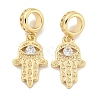 Brass Pave Clear Cubic Zirconia European Dangle Charms KK-S386-34G-1