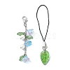 Flower & Leaf Transparent Acrylic & Glass Mobile Straps HJEW-JM01536-4