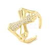 Cross Brass Micro Pave Clear Cubic Zirconia Cuff Rings for Women RJEW-G311-01A-G-1