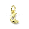 Moon Theme Brass Micro Pave Clear Cubic Zirconia Charms KK-H475-57G-12-1