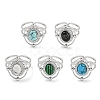 304 Stainless Steel Synthetic Gemstone Cuff Rings G-Z056-04P-1