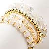 4Pcs 4 Style Gemstone & Brass Beaded Stretch Bracelets Set with Crystal Rhinestone for Women BJEW-JB07884-5