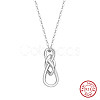 Rhodium Plated 925 Sterling Silver Chinese Knot Pendant Necklaces for Women NJEW-F323-01P-1