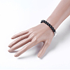 Natural Black Agate and Howlite Stretch Bracelets BJEW-JB03936-01-3