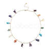 Natural & Synthetic Mixed Gemstone Chips Charm Bracelet and Necklace SJEW-JS01234-7