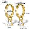 Real 18K Gold Plated 925 Sterling Silver Rhinestone Dangle Hoop Earrings XU8813-3-2