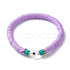Handmade Evil Eye Lampwork Round Beads Stretch Bracelet Set for Teen Girl Women BJEW-JB07001-6