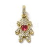 Rack Plating Brass Micro Pave Clear Cubic Zirconia Pendants KK-R158-02E-G-1