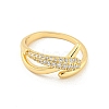 Cross Brass Micro Pave Clear Cubic Zirconia Open Cuff Rings RJEW-G309-10G-2