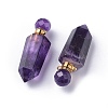 Faceted Natural Amethyst Openable Perfume Bottle Pointed Pendants G-P435-D-02G-2
