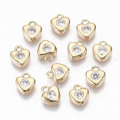 Brass Micro Pave Cubic Zirconia Charms X-KK-S359-046-RS-1