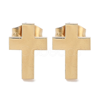 PVD Vacuum Plating 304 Stainless Steel Stud Earrings for Women EJEW-A048-47D-G-1