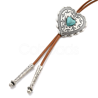 Alloy Pendant Necklaces with  Synthetic Turquoise NJEW-A022-02B-1