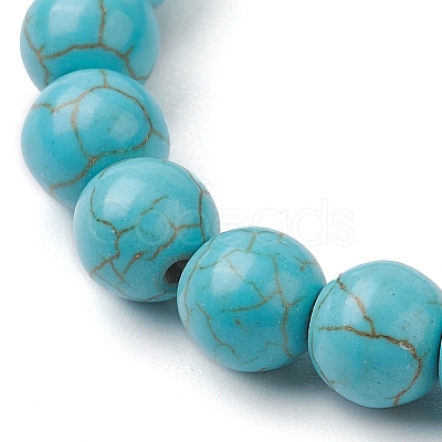 8MM Round Synthetic Turquoise Beaded Stretch Bracelets BJEW-JB10217-05-1