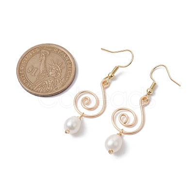 Left and Right Natural Pearl Dangle Earrings EJEW-JE05678-1