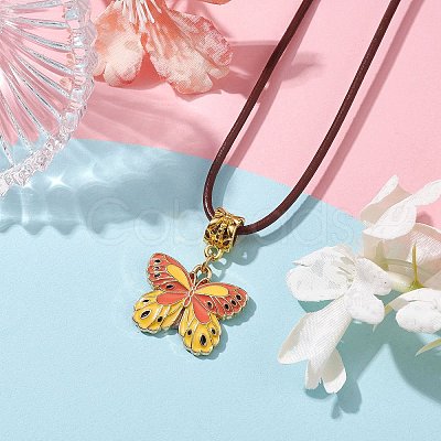 Alloy Enamel Butterfly Pendant Necklaces NJEW-JN04580-1