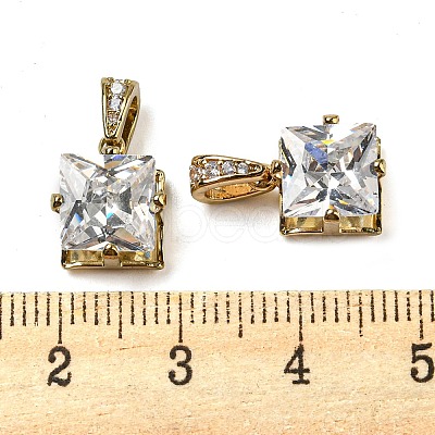 Brass Micro Pave Clear Cubic Zirconia Pendants KK-G486-14G-1