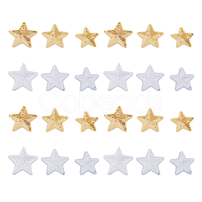 HOBBIESAY 24Pcs 6 Style Star Computerized Embroidery Cloth Iron On Sequins Patches PATC-HY0001-12-1