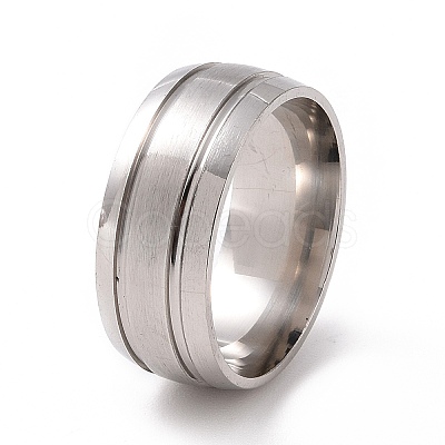 Non-Tarnish 201 Stainless Steel Double Grooved Finger Ring for Women RJEW-I089-01P-1