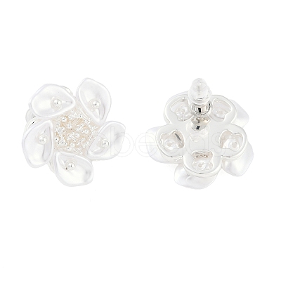 Flower Brass Stud Earring EJEW-L288-006S-1