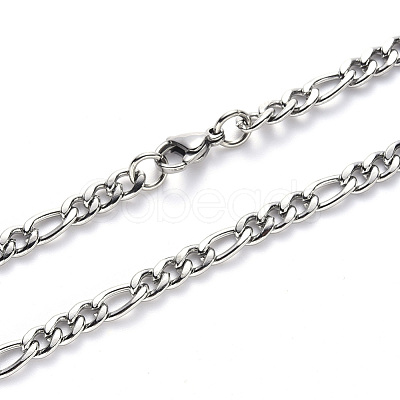 Non-Tarnish 304 Stainless Steel Figaro Chain Necklaces NJEW-S420-003B-P-1