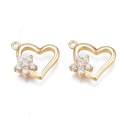 Brass Micro Pave Clear Cubic Zirconia Charms KK-N232-256-1