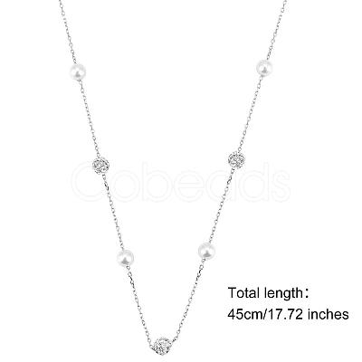 Anti-Tarnish Pearl Necklace for Women Rhodium Plated 925 Sterling Silver Freshwater Pearl Choker Necklace Y Shape Adjustable Length Necklace Jewelry Gifts for Women JN1094A-1