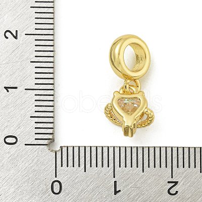 Rack Plating Brass Pave Clear AB Cubic Zirconia Heart Balloon European Dangle Charms KK-Z067-42G-1